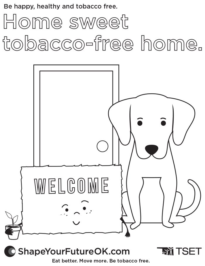 Tobacco-free home coloring page download