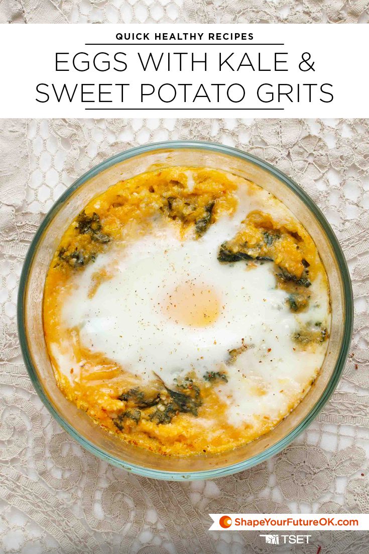 Eggs over Kale and Sweet Potato Grits Recipe