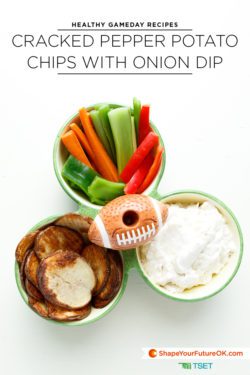 cracked pepper potato chips with onion dip