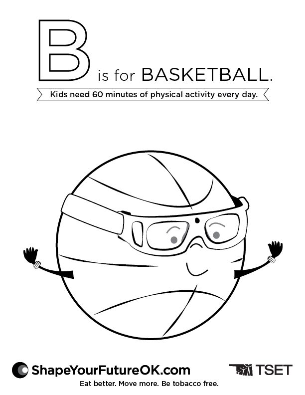 B is for Basketball Coloring Page Download