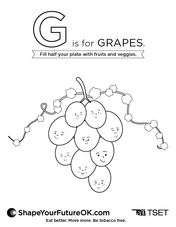 G is for grape coloring page download