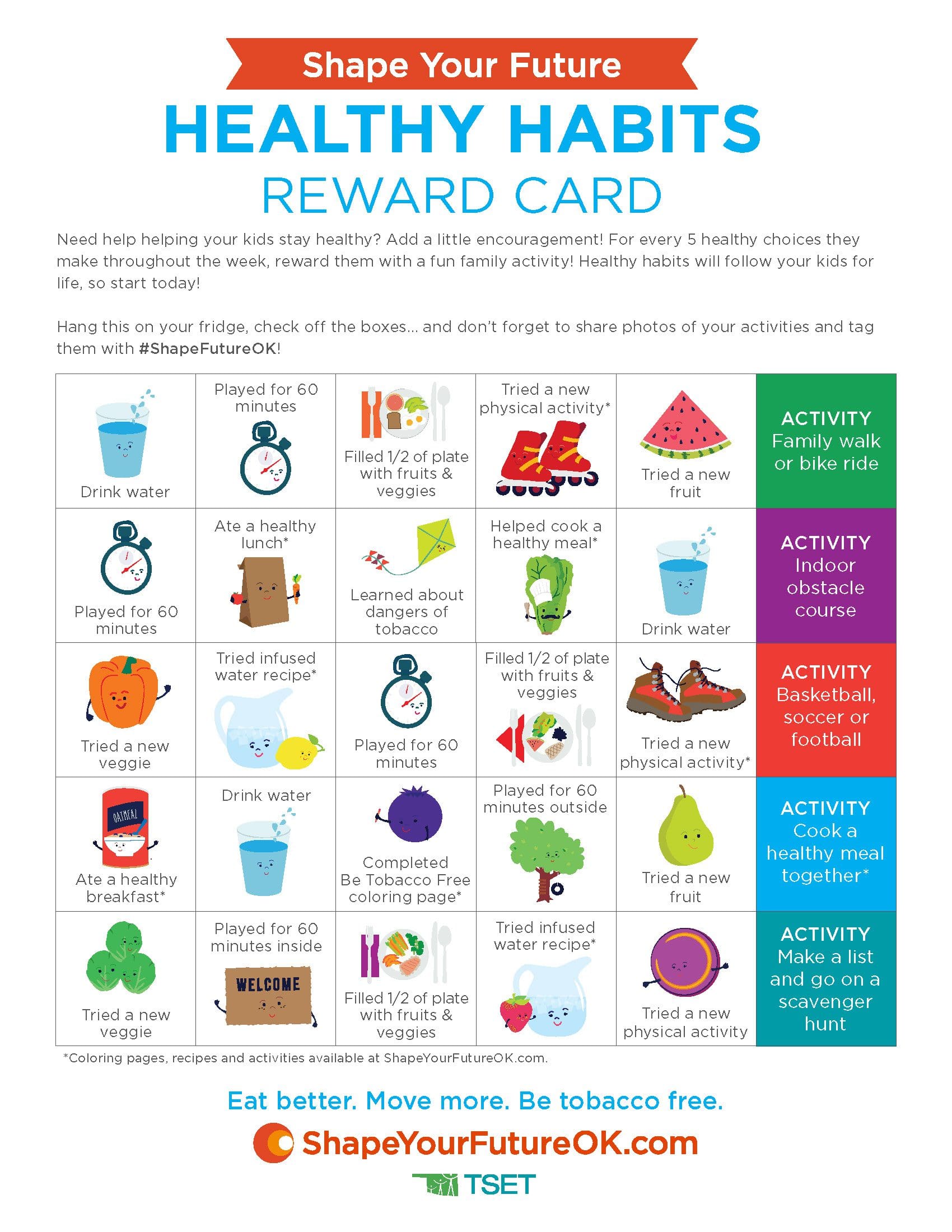 Healthy Habits Reward Card | Shape Your Future Oklahoma