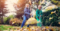 How to Set Your Family in Motion raking leaves