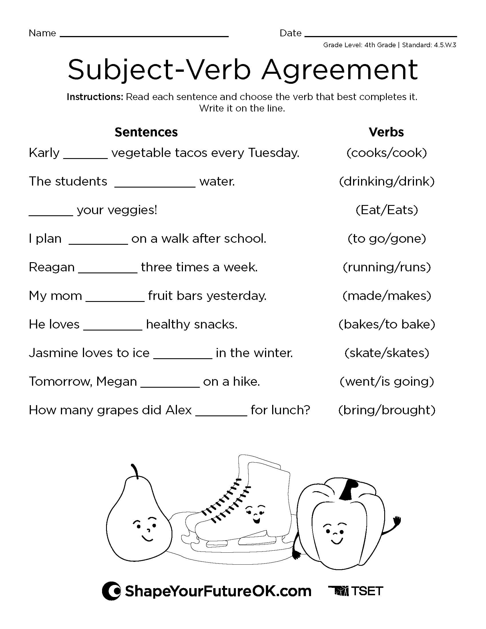  Subject Verb Agreement Worksheet 4th Grade Shape Your Future