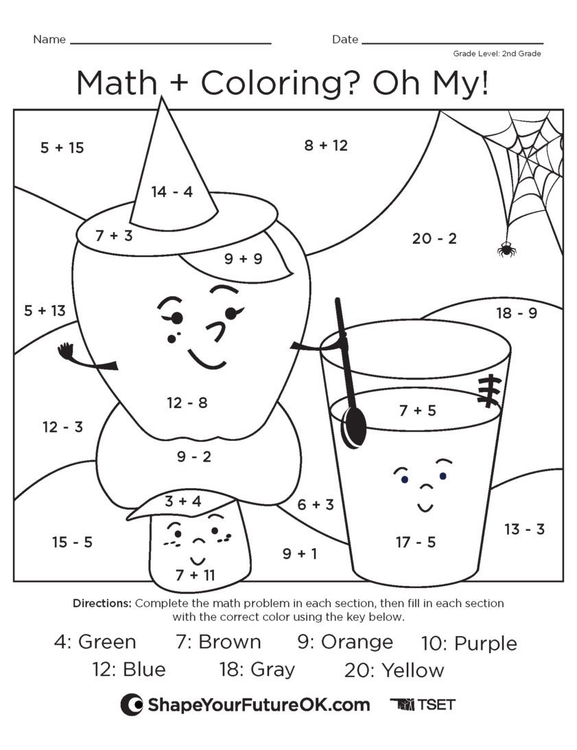 Math + Coloring? Oh my! Classroom worksheet