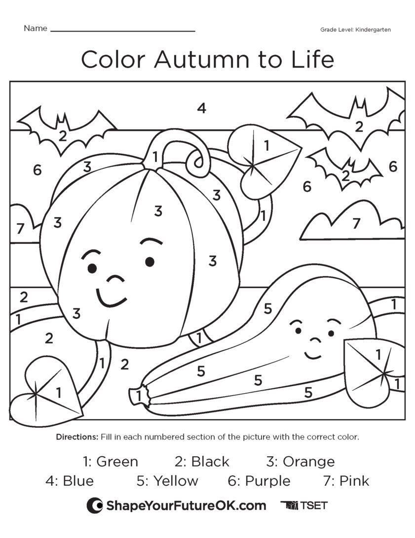 Color autumn to life classroom worksheet