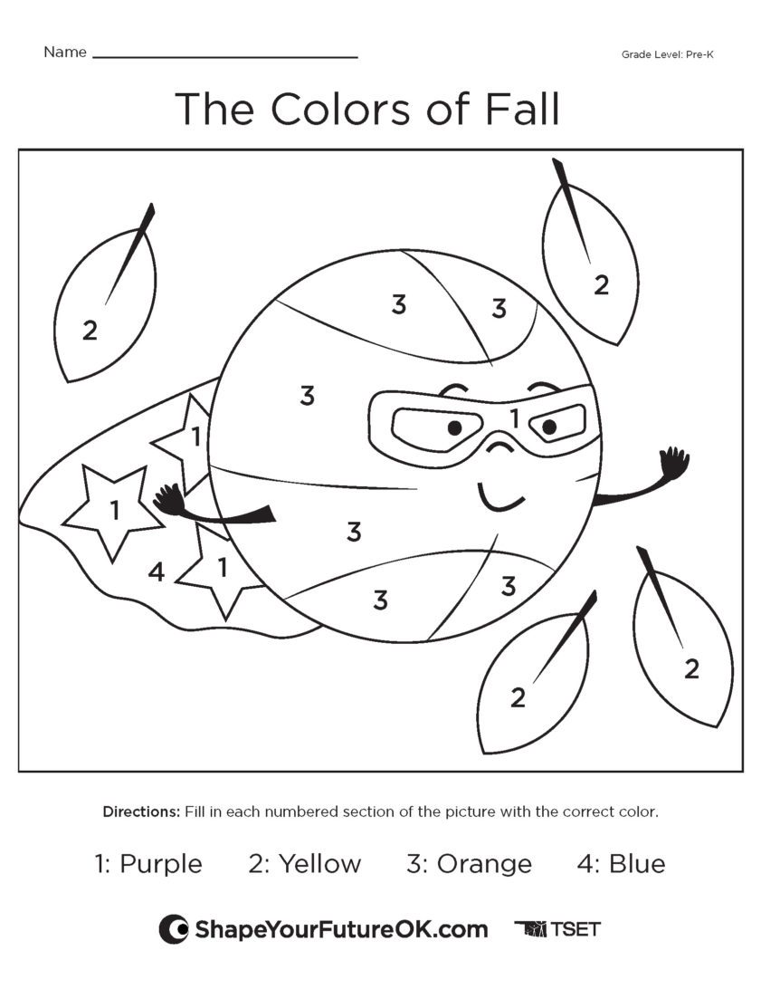 The colors of fall classroom worksheet
