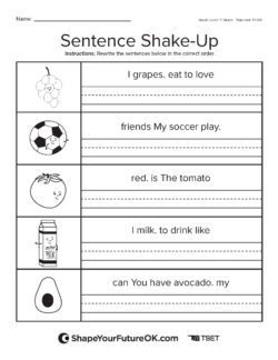 sentence shake up worksheet