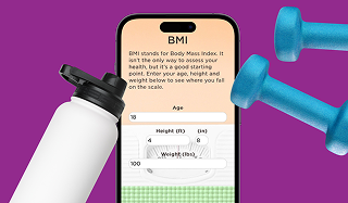 Health Quiz with water bottle and hand weights