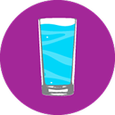 Illustrated glass of water on a purple circle background
