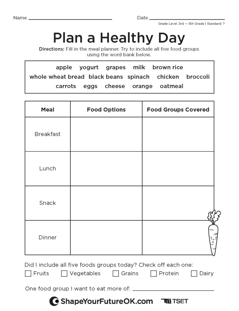 Plan a Healthy Day | 3rd-5th Grade